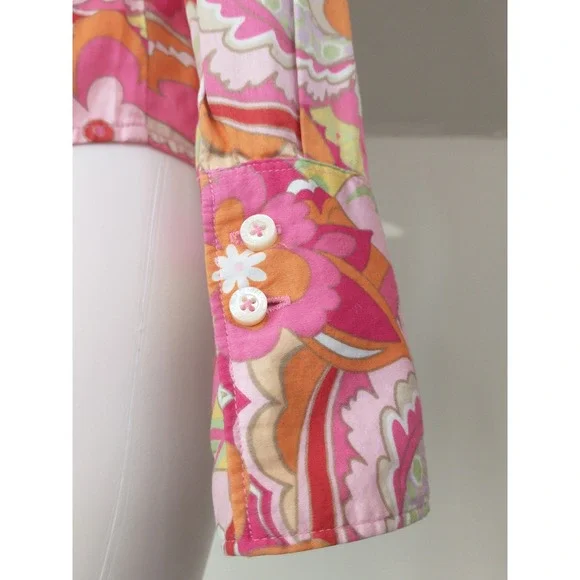 Tommy Hilfiger Pink Floral Paisley Psychedelic Cotton Button Down Shirt Small - Picture 4 of 16